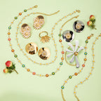 New Summer 18k Gold Stainless Steel Daisy Earrings Ins Gold Colorful Daisy Chain Necklace