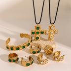 Zirconia series necklace stainless steel earrings high-end gold bracelet retro ring accessories