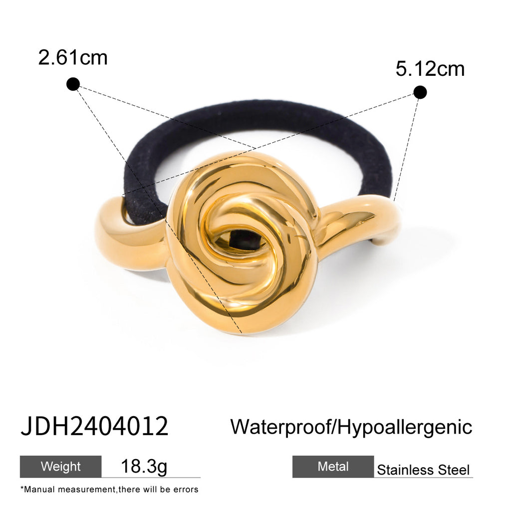 Metal Geometric Hair Ties | Gold & Silver Plated Ponytail Holders, Non-slip Elastic Scrunchies for Women