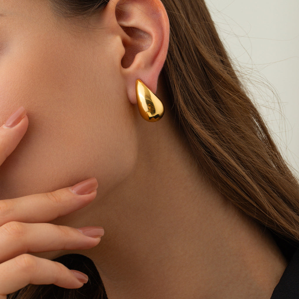 Chunky Teardrop Earrings Silver Tone Women's Earrings