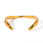 Gold Open Cuff Bracelet - Minimalist 18k Plated Titanium Steel Bangle