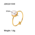 Ring Adjustable 18K Gold Pearl Ring, Delicate Jewelry for Women