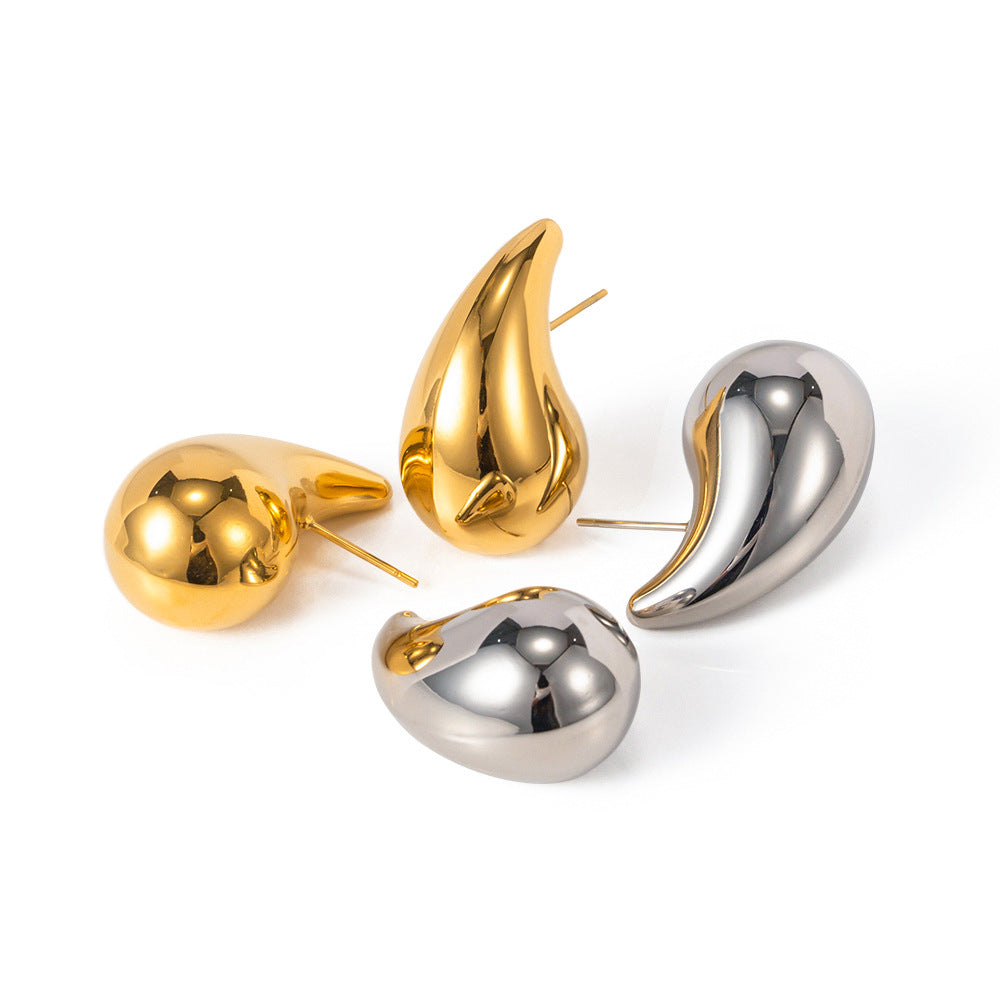 Chunky Teardrop Earrings | Gold & Silver Modern Minimalist For Women