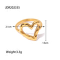 Ring: Women’s Hammered Gold Heart Titanium Steel, Minimalist Design