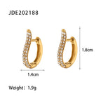 Gold Hoop Earrings 18k Gold Plated Stainless Steel White Zircon