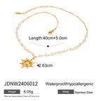 Starfish Pearl Pendant Necklace with a Sense of Luxury and Niche Open Mouth Bracelet Titanium Steel Accessory