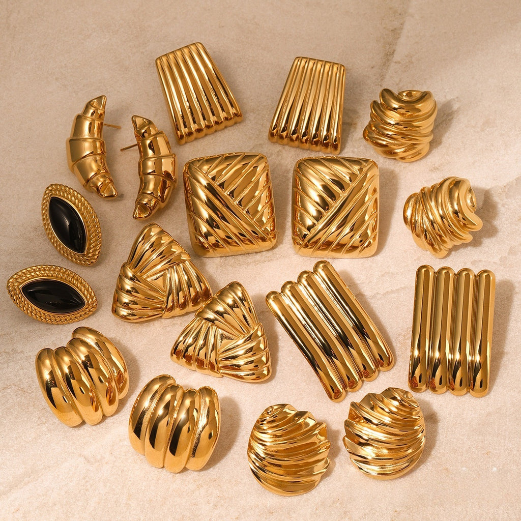 Statement Stud Earrings: Gold Vintage Bold Women’s Fashion Jewelry