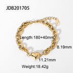 Bracelet: Stylish Chunky Gold Heart Charm Adjustable for Women