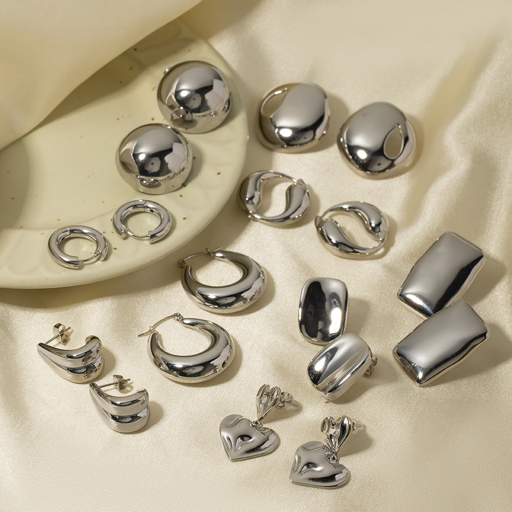 Silver spherical stud earrings minimalist women’s jewelry