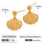 Earrings Gold Seashell Dangle - Minimalist Coastal Women's Jewelry