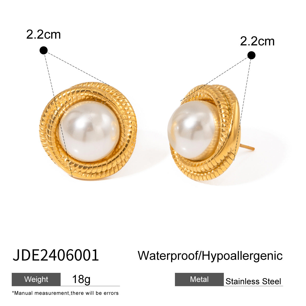 Stainless steel pearl earrings with a high-end feel, Instagram-style earrings, titanium steel earrings, European and American earrings