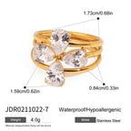 premium 18k gold plated stackable zircon stainless steel ring set crafted for modern everyday elegance