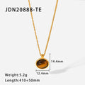 Natural Stone Pendant Necklace, 18K Gold Plated Stainless Steel