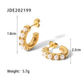 Instagram influencer's trendy and versatile geometric titanium steel earrings, 18K gold and stainless steel C-shaped earrings inlaid with pearls.