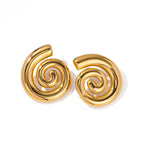 ins trendy new 18K gold stainless steel rotating thread screw earring stainless steel earring women's earring accessory