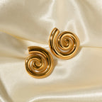 ins trendy new 18K gold stainless steel rotating thread screw earring stainless steel earring women's earring accessory