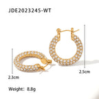 Gold Hoop Earrings 18k Gold Plated Stainless Steel White Zircon