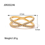 Ring Crisscross Diamond Gold Women’s Minimalist Fashion Ring