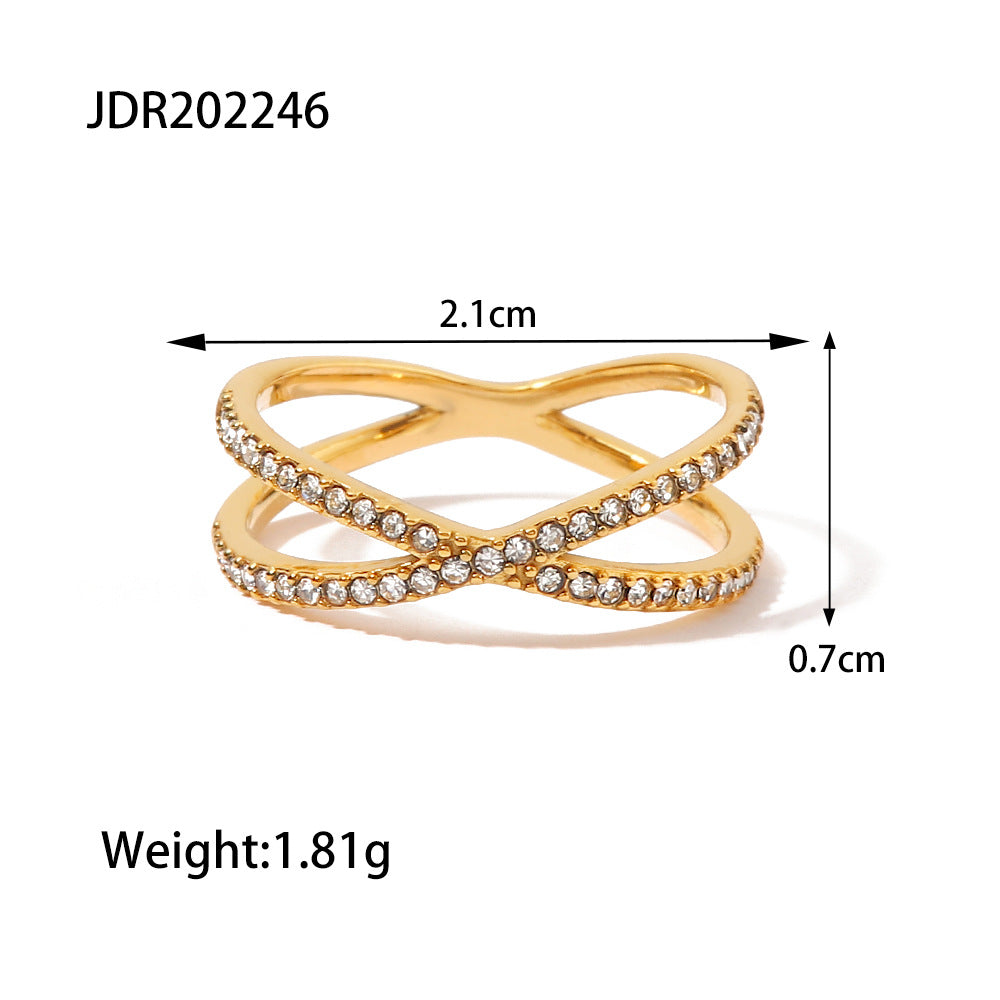 Ring Crisscross Diamond Gold Women’s Minimalist Fashion Ring