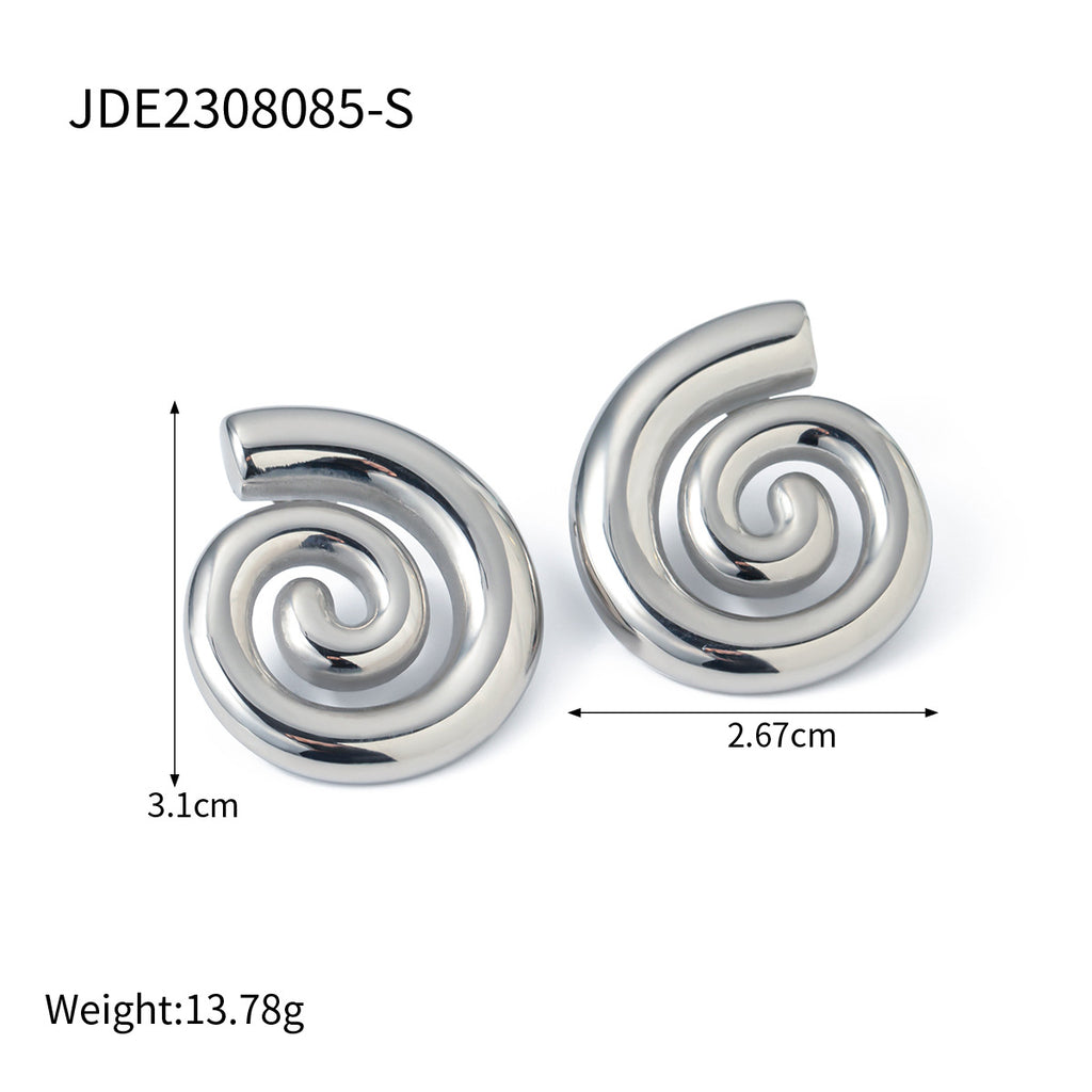 ins trendy new 18K gold stainless steel rotating thread screw earring stainless steel earring women's earring accessory