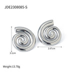 ins trendy new 18K gold stainless steel rotating thread screw earring stainless steel earring women's earring accessory