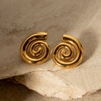 ins trendy new 18K gold stainless steel rotating thread screw earring stainless steel earring women's earring accessory