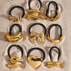 Metal Geometric Hair Ties | Gold & Silver Plated Ponytail Holders, Non-slip Elastic Scrunchies for Women
