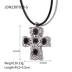 Necklace Cross Gold Plated Women's 18K Stainless Steel Jewelry Set