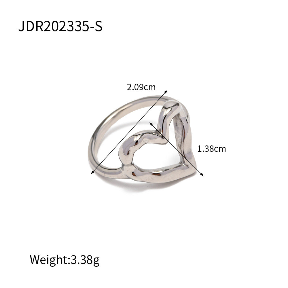 Ring: Women’s Hammered Gold Heart Titanium Steel, Minimalist Design