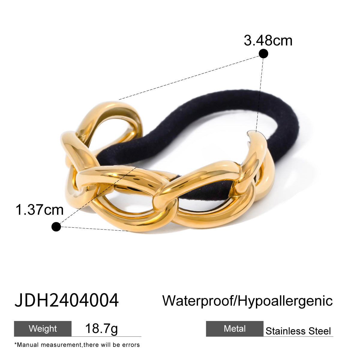 Metal Geometric Hair Ties | Gold & Silver Plated Ponytail Holders, Non-slip Elastic Scrunchies for Women