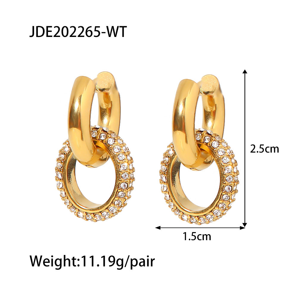 Earrings Interlocking Hoop Gold Pavé Crystal Women's Luxury Jewelry