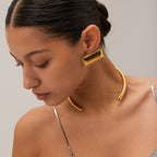 Minimalist open cuff choker silver necklace for women