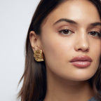 Statement Stud Earrings Gold Folded Geometric Design for Women