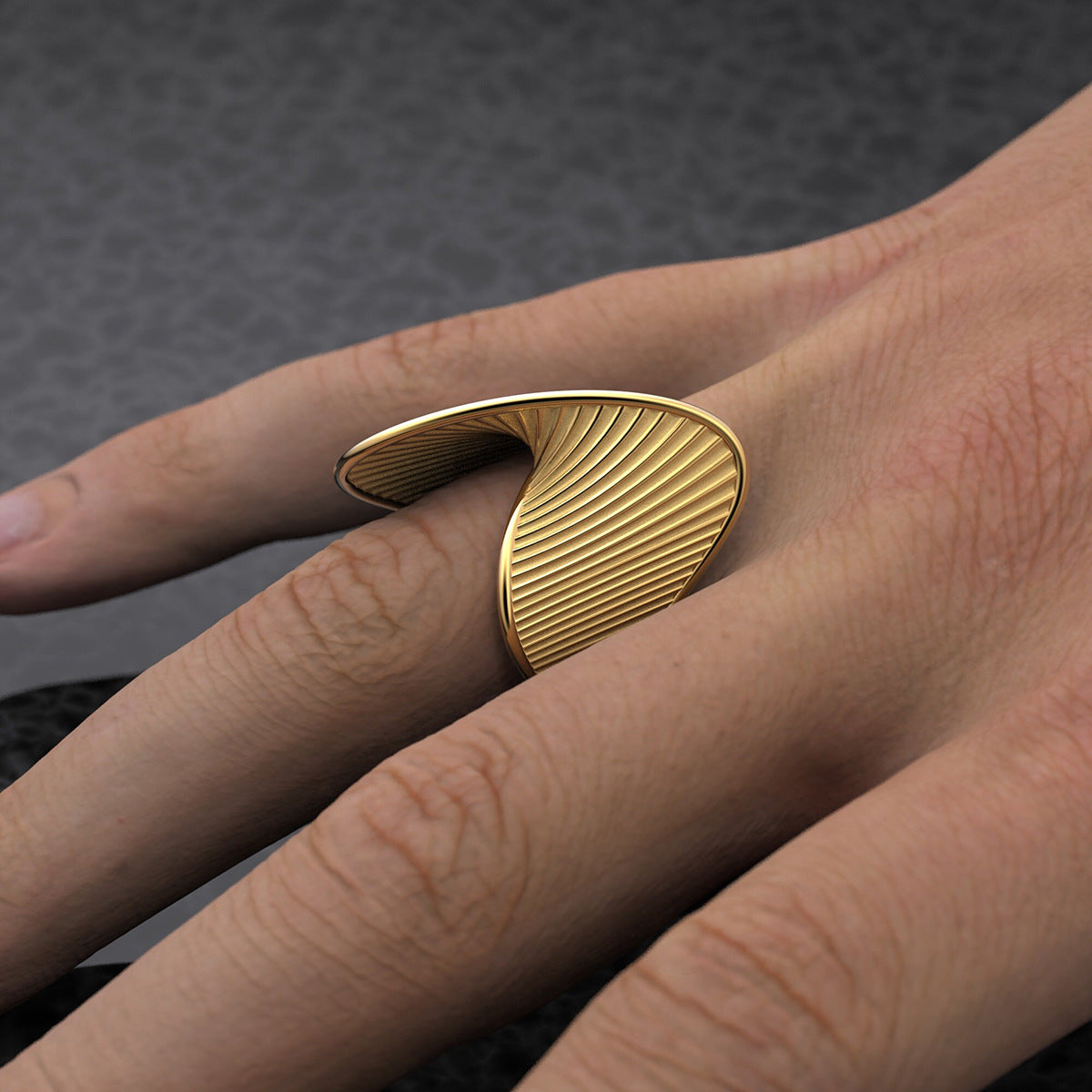 Ring - Asymmetrical Twisted 18k Gold Stainless Steel Statement Ring