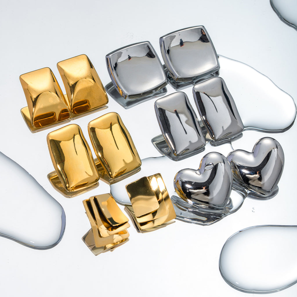 Geometric Gold Statement Earrings for Women
