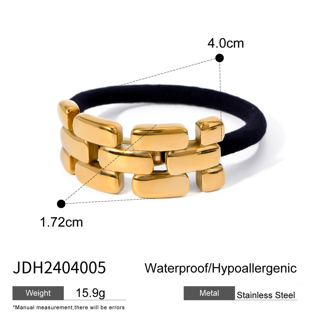 Metal Geometric Hair Ties | Gold & Silver Plated Ponytail Holders, Non-slip Elastic Scrunchies for Women