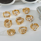 premium 18k gold plated stackable zircon stainless steel ring set crafted for modern everyday elegance