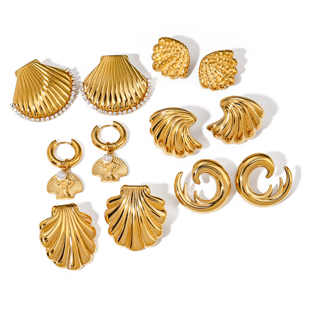 Earrings Gold Shell Stainless Steel Summer Women's Beach Fashion Jewelry