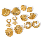 Earrings Gold Shell Stainless Steel Summer Women's Beach Fashion Jewelry