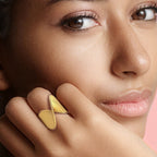 Statement Ring - Yellow Gold Asymmetrical Twisted Design Ring