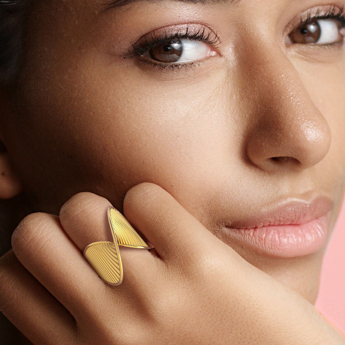 Statement Ring - Yellow Gold Asymmetrical Twisted Design Ring