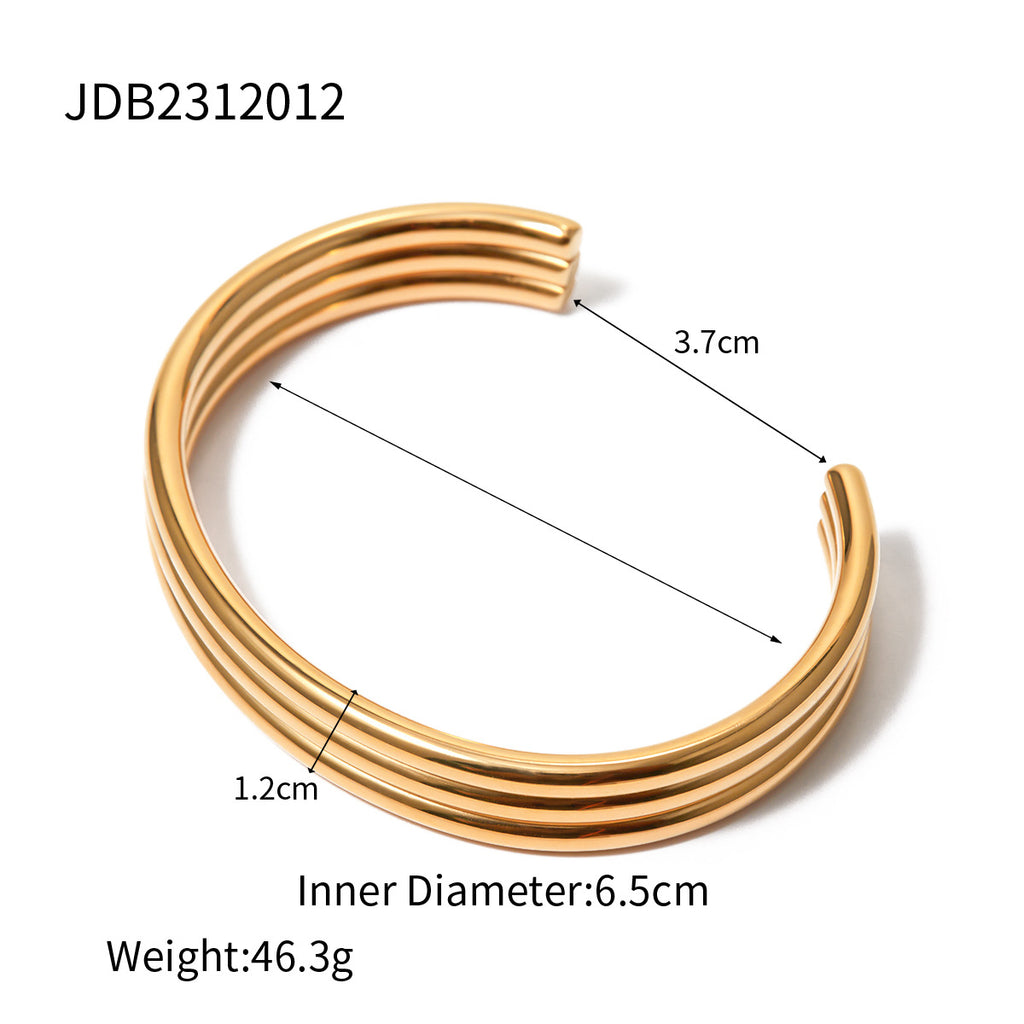 Bracelet Women's Open Cuff 18k Gold Plated Stainless Steel