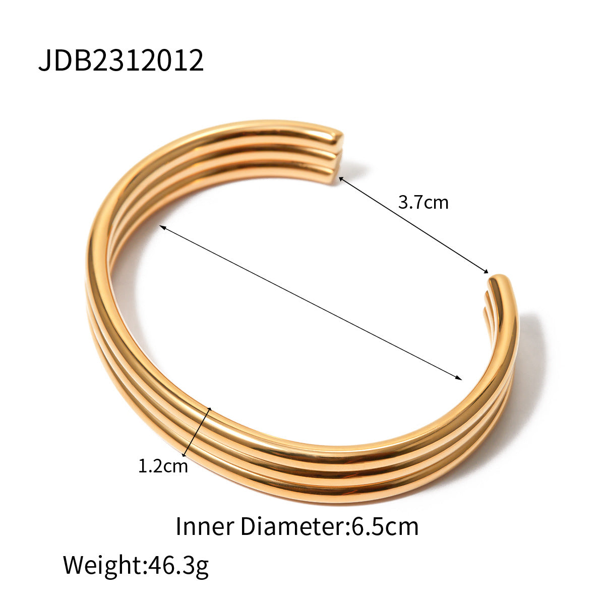 Bracelet Women's Open Cuff 18k Gold Plated Stainless Steel