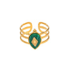 Ring 18K Gold Plated Stainless Steel Bohemian Gemstone for Women