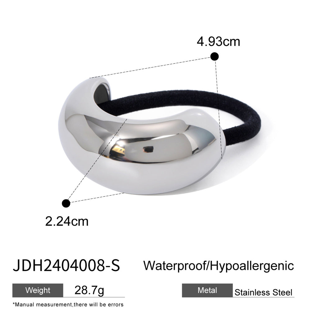 Metal Geometric Hair Ties | Gold & Silver Plated Ponytail Holders, Non-slip Elastic Scrunchies for Women
