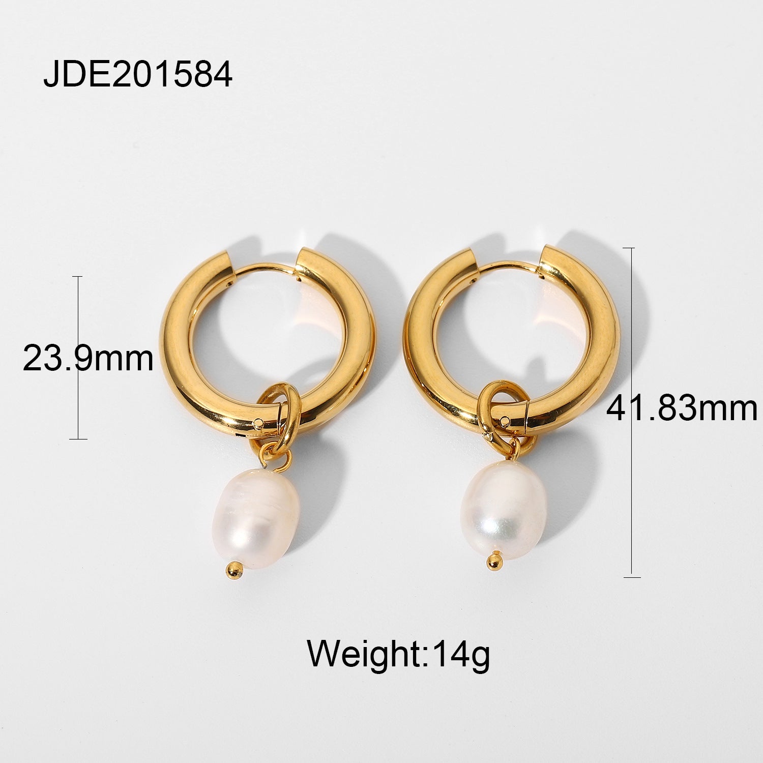 Earrings for Women: Gold Hoop Drop with Natural Baroque Pearls