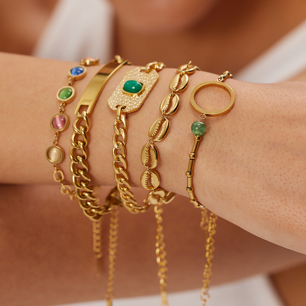 Layered Gold Charm Bracelet Set Trendy Bohemian Fashion Jewelry