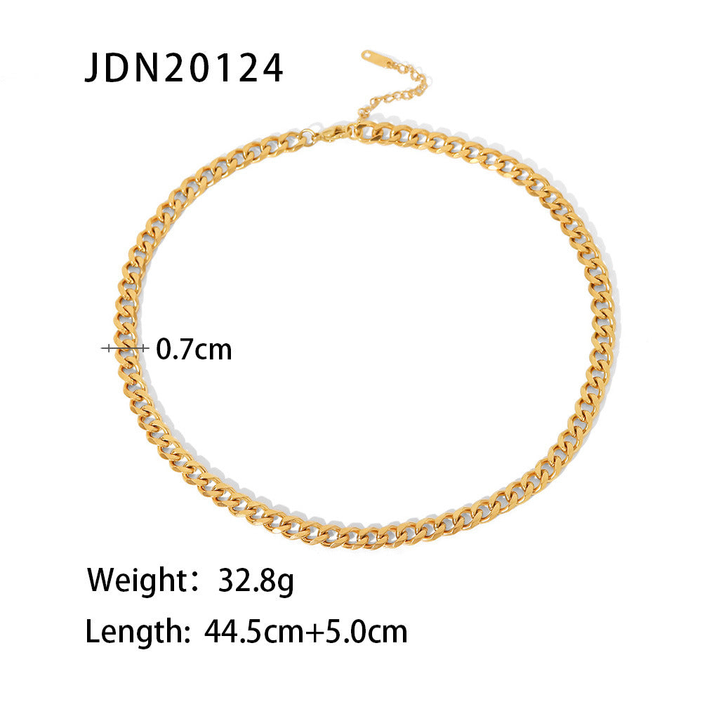 Gold Cuban Chain Necklace - Hypoallergenic Titanium Steel for Men & Women