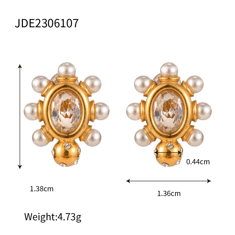 Stainless steel pearl earrings with a high-end feel, Instagram-style earrings, titanium steel earrings, European and American earrings