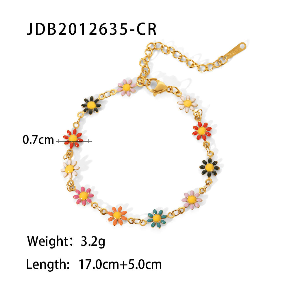 New titanium steel jewelry necklace and bracelet 18K gold white/color daisy chain necklace and bracelet
